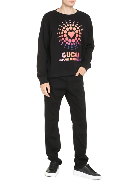 Shop Gucci Printed Cotton Sweatshirt In Black