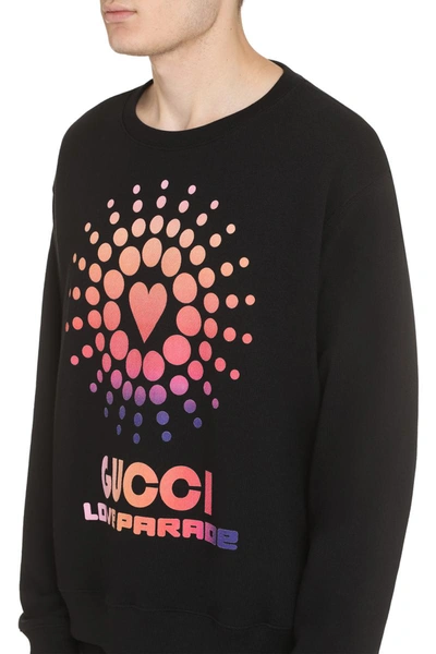 Shop Gucci Printed Cotton Sweatshirt In Black