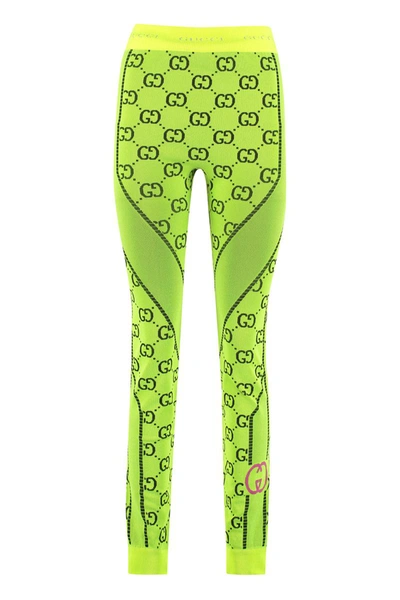 Shop Gucci Technical Jersey Leggings In Yellow