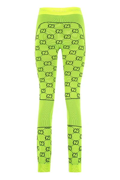 Shop Gucci Technical Jersey Leggings In Yellow