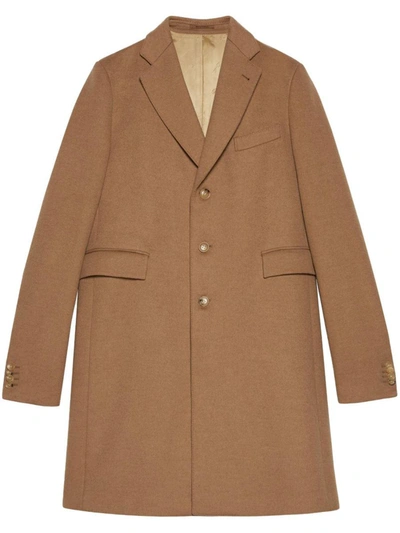 Shop Gucci Wool Single-breasted Coat In Camel