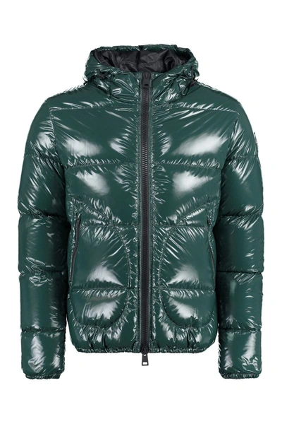 Shop Herno Hooded Shiny Down Jacket In Green