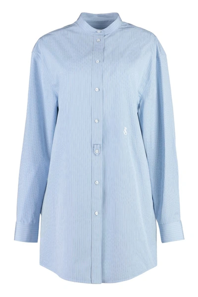 Shop Jil Sander Cotton Poplin Shirt In Blue