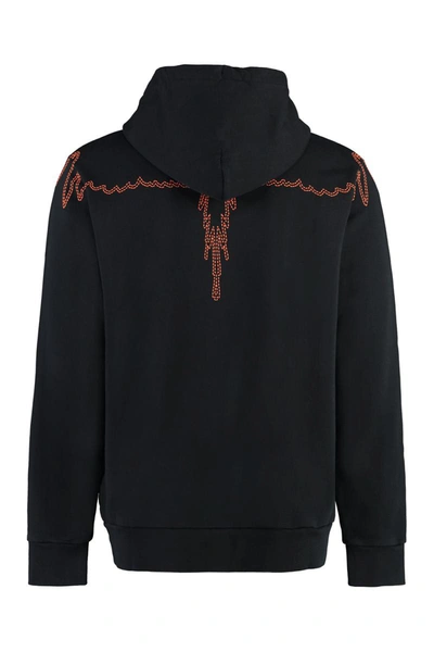 Marcelo Burlon County Of Milan Stitch Wings Cotton Hoodie In Black