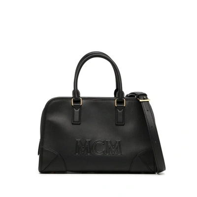 MCM, Bags, Mcm Boston Bag Black Leather Satchel