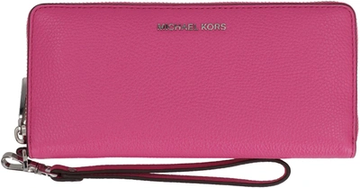 Shop Michael Michael Kors Jet Set Continental Leather Wallet In Pink