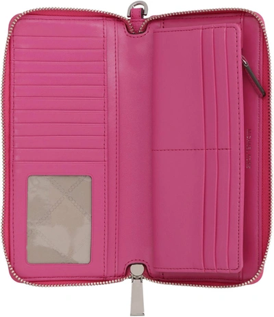 Shop Michael Michael Kors Jet Set Continental Leather Wallet In Pink