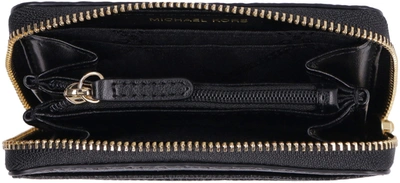 Shop Michael Michael Kors Mini Leather Wallet In Black