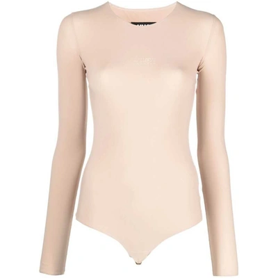 Mm6 Maison Margiela Long Sleeve Bodysuit In Neutrals