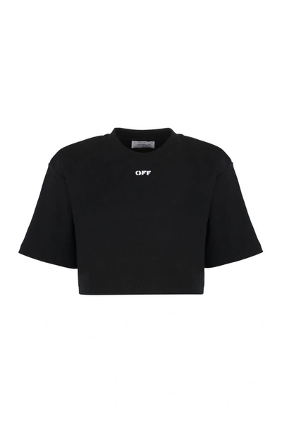 Shop Off-white Logo Detail Cropped T-shirt In Black