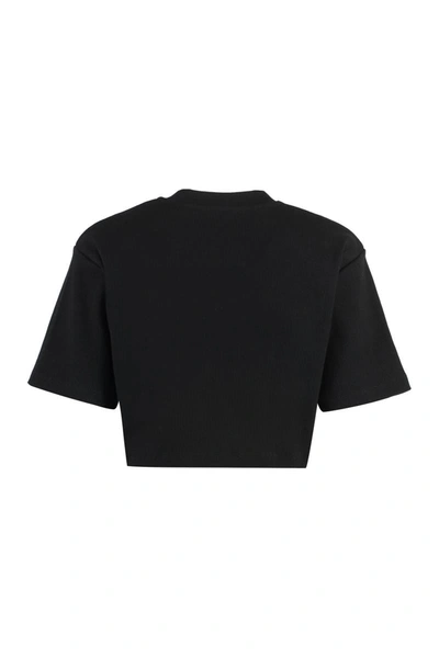 Shop Off-white Logo Detail Cropped T-shirt In Black