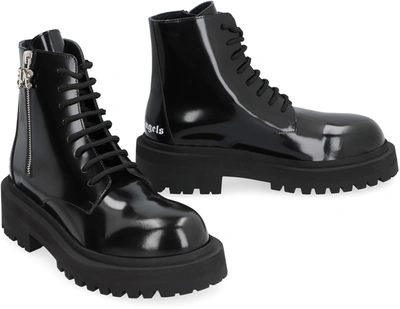 Shop Palm Angels Leather Lace-up Boots In Black