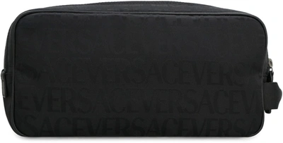 Shop Versace Nylon Wash Bag In Black