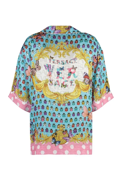 Shop Versace Silk Blend Shirt In Multicolor