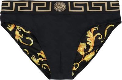 Shop Versace Swim Briefs In Black