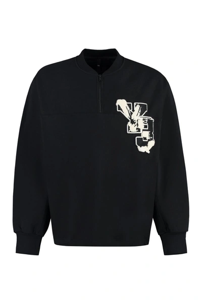 Shop Y-3 Adidas Half Zip Sweatshirt In Black