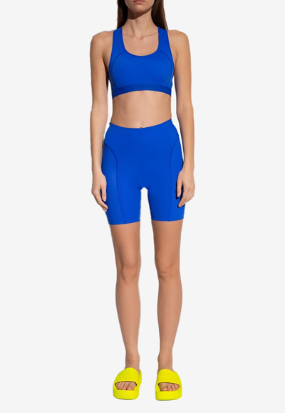 Shop Balenciaga Cycling Shorts With Zip Pocket In Blue