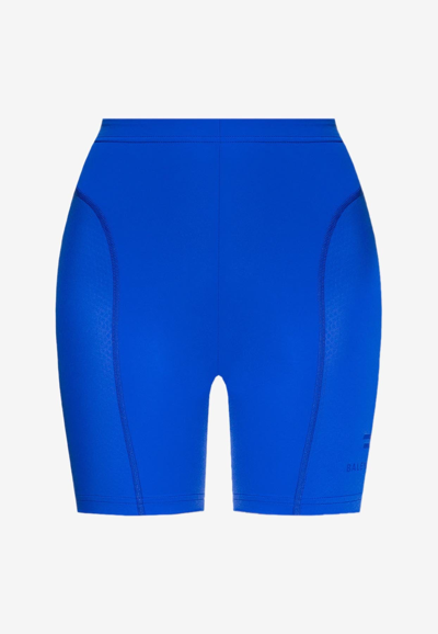 Shop Balenciaga Cycling Shorts With Zip Pocket In Blue