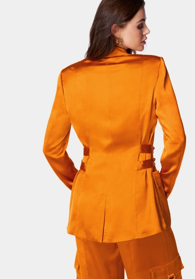 Shop Bebe Tailored Satin D Ring Blazer In Marmalade