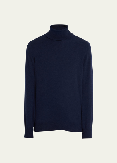 Shop Brunello Cucinelli Men's Cashmere Turtleneck Sweater In Navy