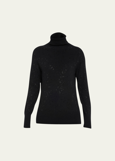 Shop Libertine Star Dust Embellished Cashmere Turtleneck Sweater In Black
