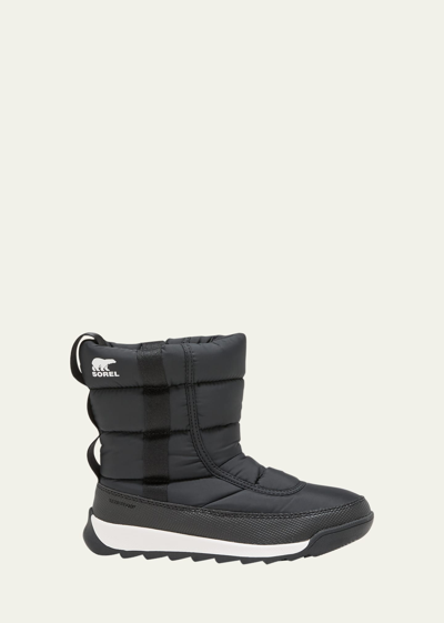 Shop Sorel Kid's Whitney Ii Waterproof Puffy Nylon Winter Boots, Kids In Black