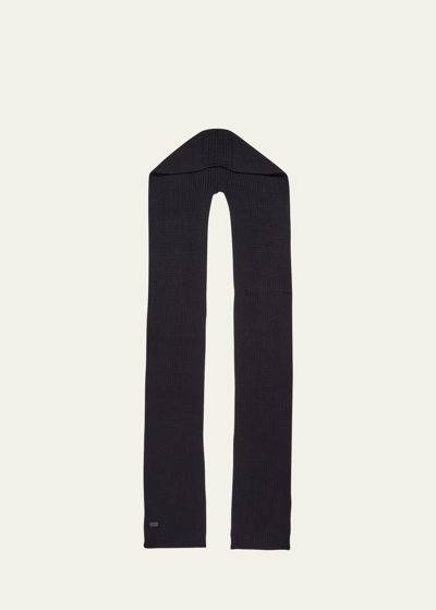 Shop Saint Laurent Men's Echarpe Capuche Oversized Cashmere Knit Scarf In Black
