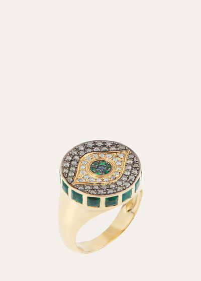 Shop Ileana Makri 18k Gold Dawn Multi-stone Chevalier Ring In Yg