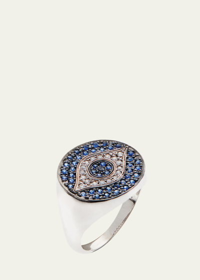 Shop Ileana Makri 18k White Gold Little Blue Dawn Chevalier Ring In Wg