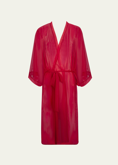 Shop Lise Charmel Nude Solaire Sheer 3/4-sleeve Robe In Red