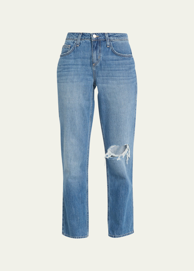 Shop L Agence Nevia Low-rise Distressed Straight Jeans In Hilmar Des