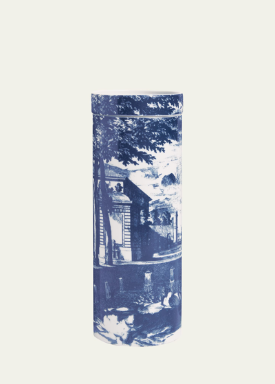 Shop Fornasetti Scented Tower Candle Blue & White/giardino Settecentesco