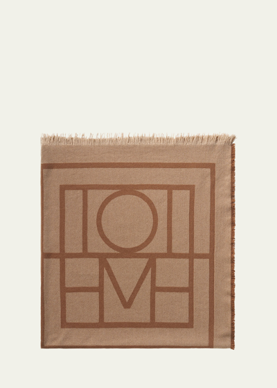 Shop Totême Monogram Cashmere-blend Scarf In Macadamia Monogra