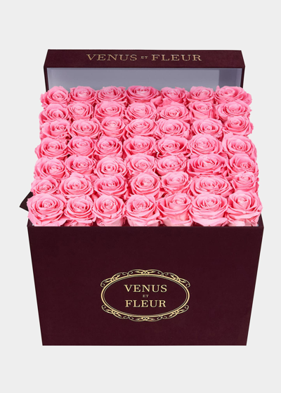 Shop Venus Et Fleur Large Square Blush Roses Merlot Suede Bouquet In Pink