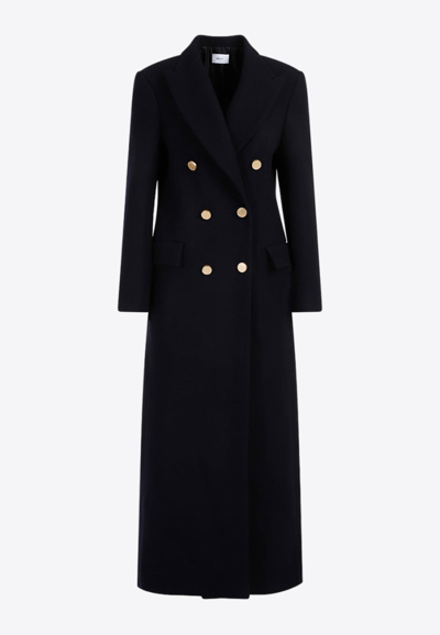 Shop Bally Double-breasted Long Wool Coat In Navy