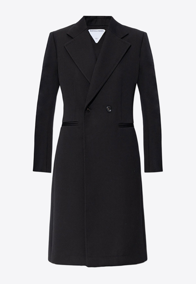 Shop Bottega Veneta Double-breasted Long Coat In Black
