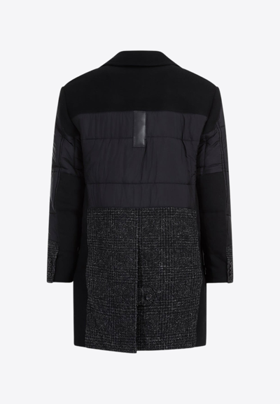 Shop Junya Watanabe Double-breasted Wool Paneled Coat In Black