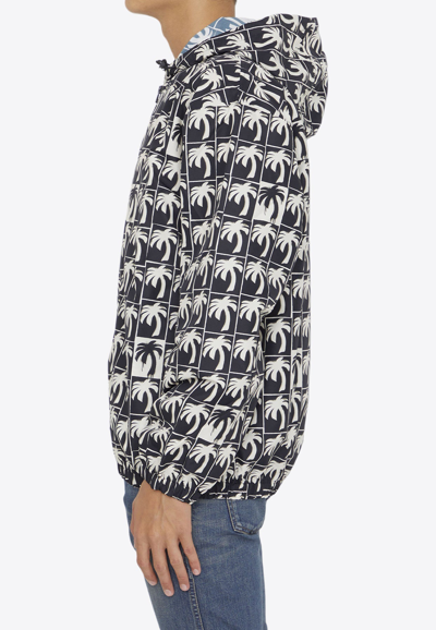 Shop Palm Angels Dripping Palm Print Windbreaker Jacket In Monochrome