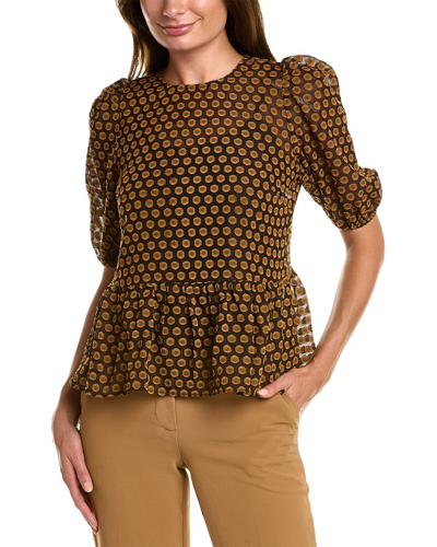 Nanette Lepore Clipped Dot Blouse In Black