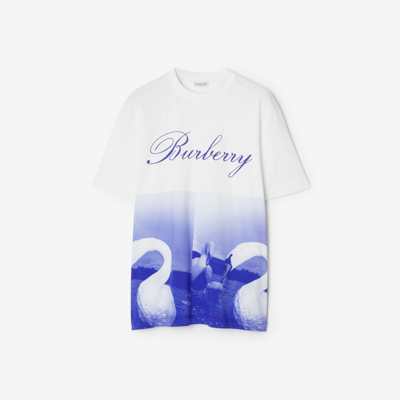Shop Burberry Swan Cotton T-shirt In Knight