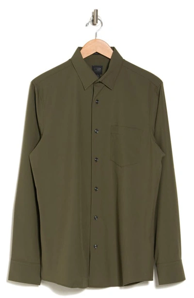 Shop 14th & Union Long Sleeve Performance Shirt In Olive Night