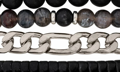 Shop American Exchange Bracelet 5-piece Set In Silver/ Black