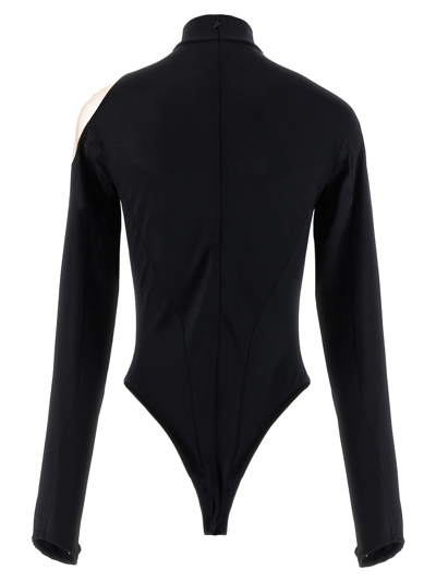 Shop Mugler Swirly Bodysuit In Black