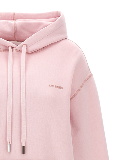 Shop Ami Alexandre Mattiussi Logo Embroidery Hoodie In Pink
