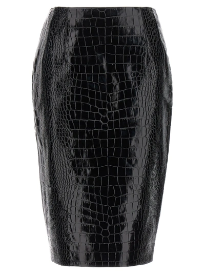 Shop Versace Crocodile Skirt Skirts Black