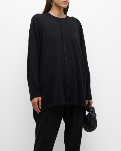 Shop Eskandar Smaller Front Larger Back Cardigan (long Length) In Black