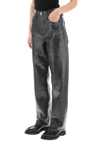 Shop Agolde Sloane Recycled Leather Pants In Grey