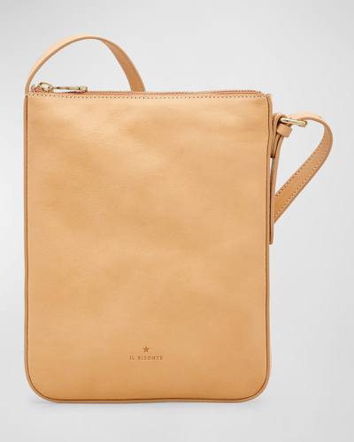 Shop Il Bisonte Flat Vachetta Leather Crossbody Bag In Natural