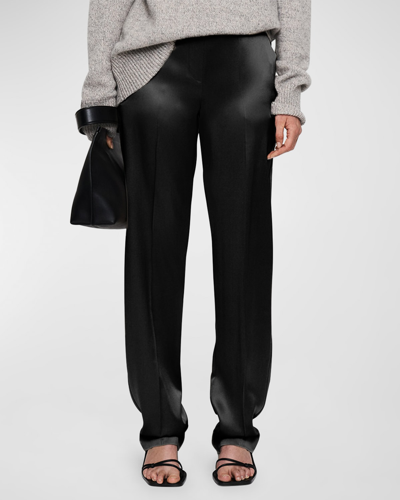 Shop Joseph Tova Straight-leg Silk Satin Pants In Black