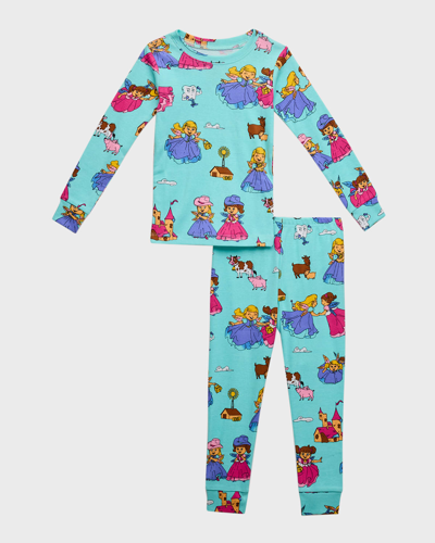 Shop Books To Bed Girl's Abella Two-piece Pajama Set In Turquoise